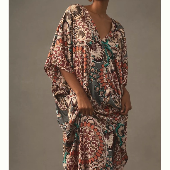 Anthropologie silk kaftan dress - Picture 2 of 7